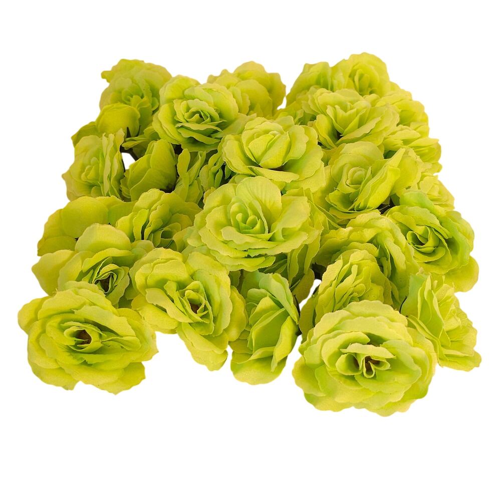 40 Lime Chartreuse Green Artificial Silk Rose Heads 3 Inch Wedding Craft Floral